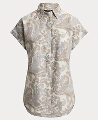Lauren Ralph Women's Buttoned Placket Short-Sleeve Shirt