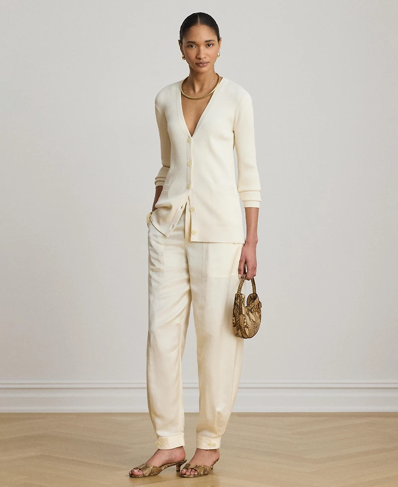 Lauren Ralph Women's Shantung Barrel Cargo Pants