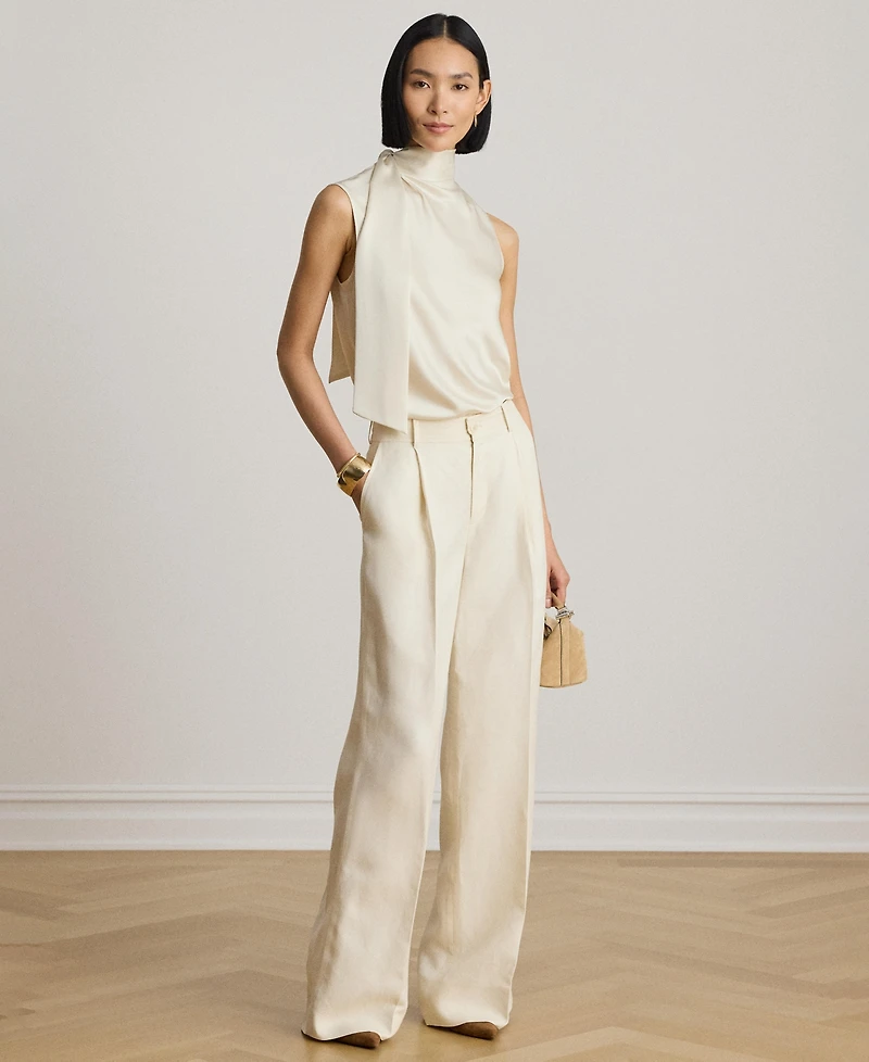 Lauren Ralph Women's Tie-Neck Sleeveless Blouse