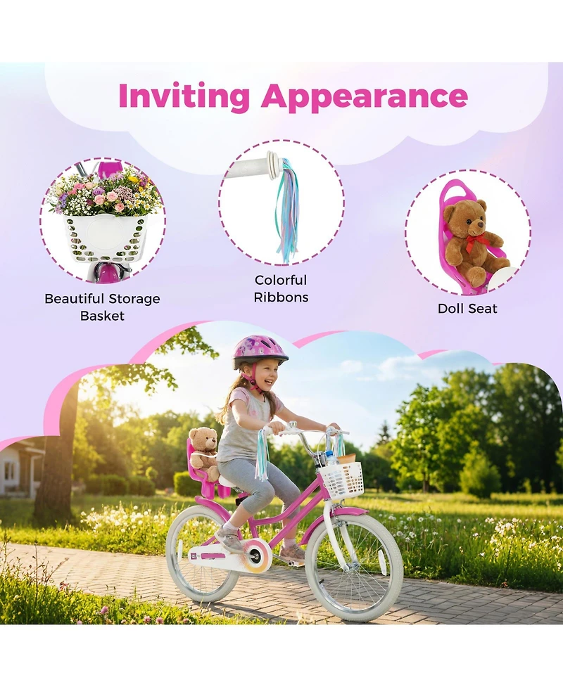 Slickblue Kids Bike with Front Basket and Two Brake System for Secure Riding