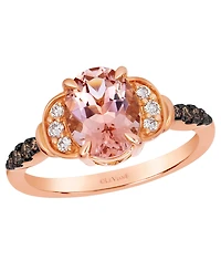 Le Vian Peach Morganite Oval Cut, Nude Diamond (1/10 ct. t.w.) & Chocolate Diamond (1/10 ct. t.w.) Ring in 14k Strawberry Gold
