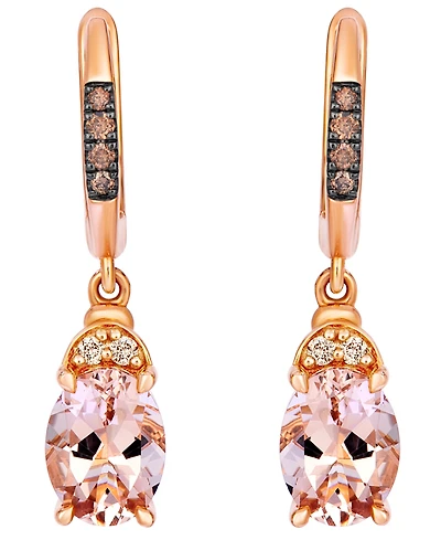 Le Vian Morganite, Chocolate Diamond (1/10 ct. t.w.) & Nude Diamond (1/20 ct. t.w.) Drop Earrings in 14k Strawberry Gold