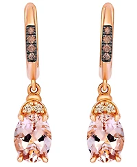 Le Vian Morganite, Chocolate Diamond (1/10 ct. t.w.) & Nude Diamond (1/20 ct. t.w.) Drop Earrings in 14k Strawberry Gold