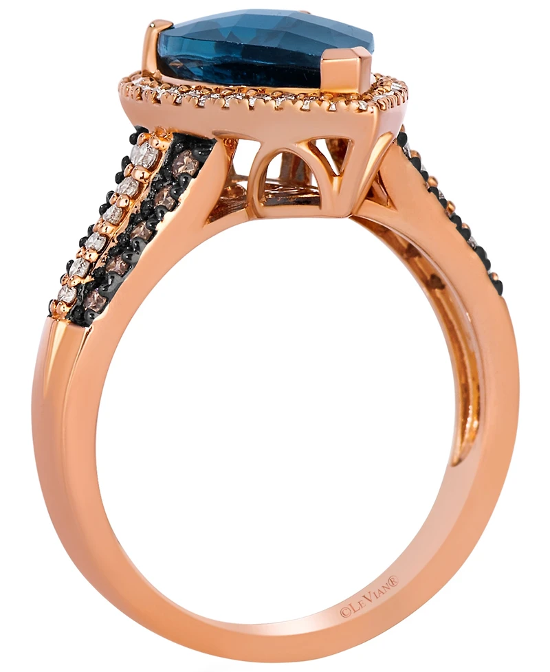 Le Vian Deep Sea Blue Topaz (3-1/3 ct. t.w.), Nude Diamond (1/4 ct. t.w.) & Chocolate Diamond (1/5 ct. t.w.) Ring in 14k Strawberry Gold