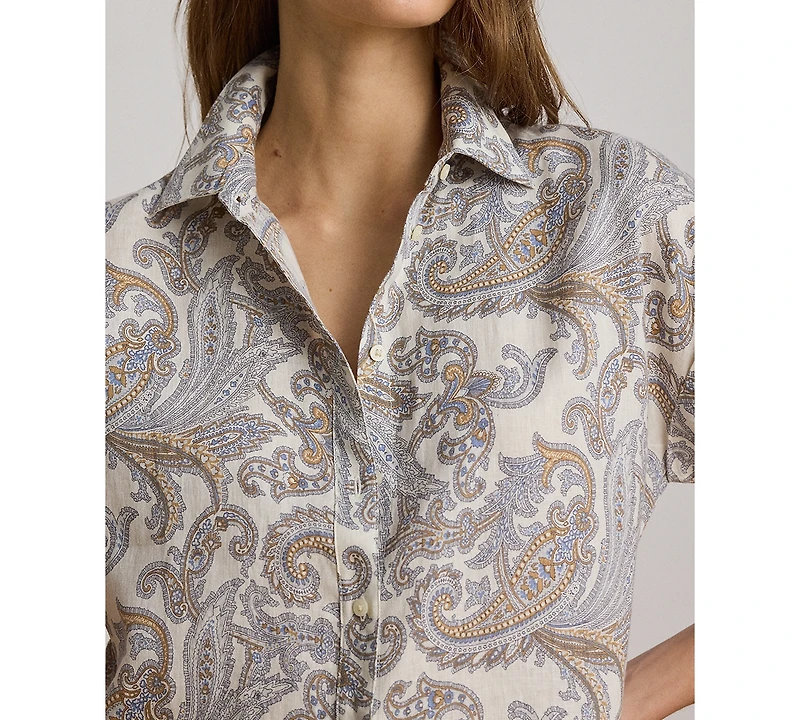 Lauren Ralph Petite Paisley Short-Sleeve Shirt