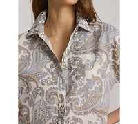 Lauren Ralph Petite Paisley Short-Sleeve Shirt