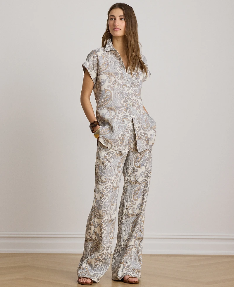 Lauren Ralph Petite Paisley Short-Sleeve Shirt