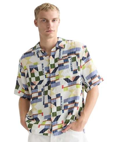 Scotch & Soda Men's Print Stitch Short-Sleeve Shirt