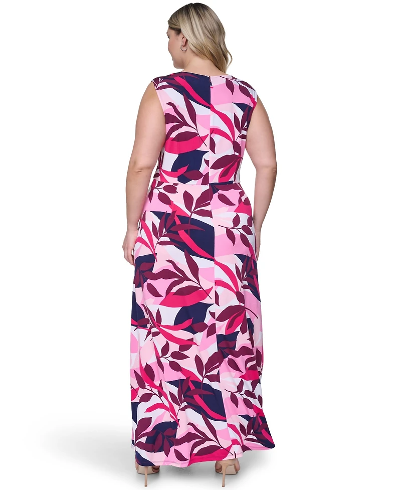 Jessica Howard Plus Sleeveless V-Neck Maxi Dress