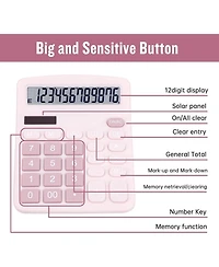 Danrong Cute Desktop Calculator Big Buttons, Dual Power Solar/Battery, Large Display for Office Teachers