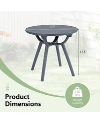 Gymax Outdoor Side Table 20'' Round Storage Weather-Resistant End