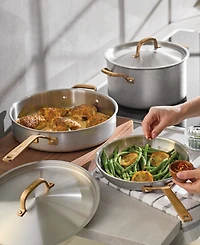 KitchenAid Stonewash Stainless Steel 5-Ply Clad 10-Piece Cookware Set