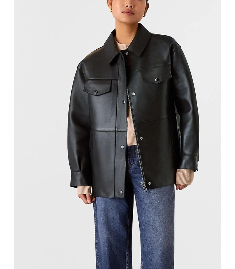 Whistles Women's Clean Bonded Leather Jacket