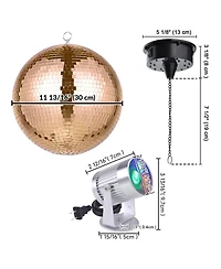 Yescom 12" Party Mirror Ball with 2 Rgb Spotlights Rotating Motor Dj Club Disco