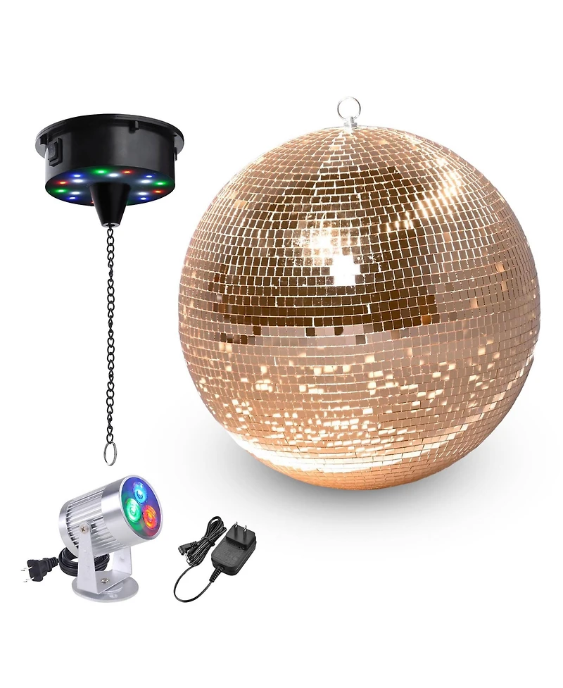 Yescom 16" Large Disco Ball with Motor and Light 6RPM Rotator And 3W Rgb Spotlight for 70s 80s Party Dj Bands Club Wedding Event Studio