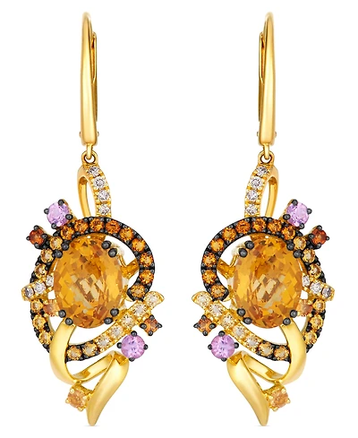 Le Vian Multi-Gemstone & Vanilla Diamond (1/8 ct. t.w.) Drop Earrings in 14k Honey Gold