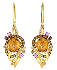 Le Vian Multi-Gemstone & Vanilla Diamond (1/8 ct. t.w.) Drop Earrings in 14k Honey Gold