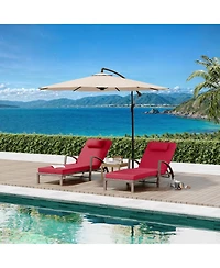 Homfan Adjustable Wicker Outdoor Chaise Lounge Chair with Wheels and Thick Washable Cushion, 5-Position Rattan Patio Recliner for Pool and Garden