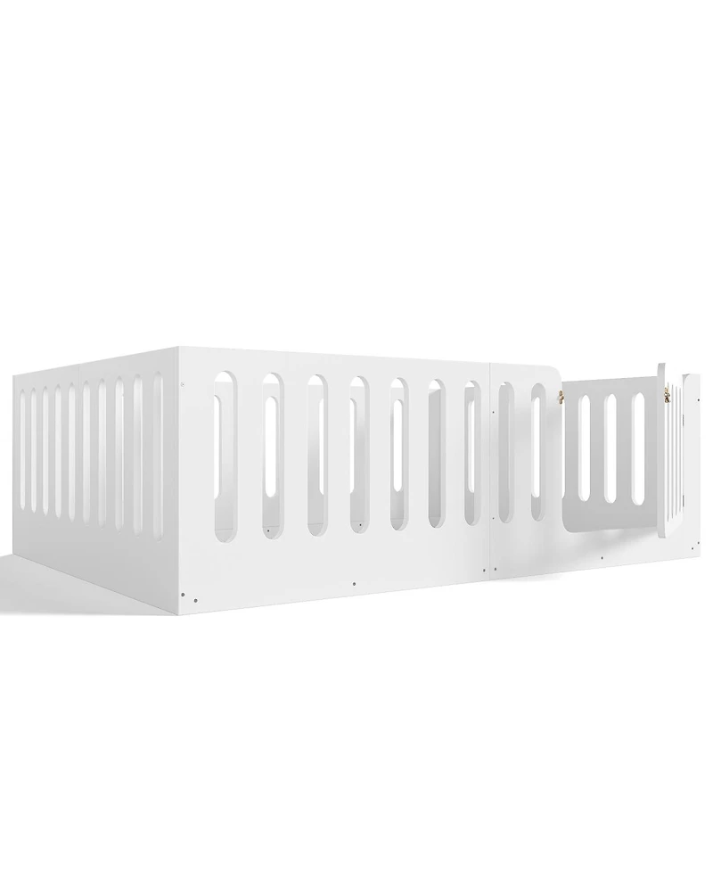 Streamdale Furniture Montessori Floor Bed with High Fence and Door