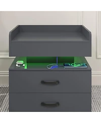 Streamdale Furniture Led Nightstand Drawers and Storage