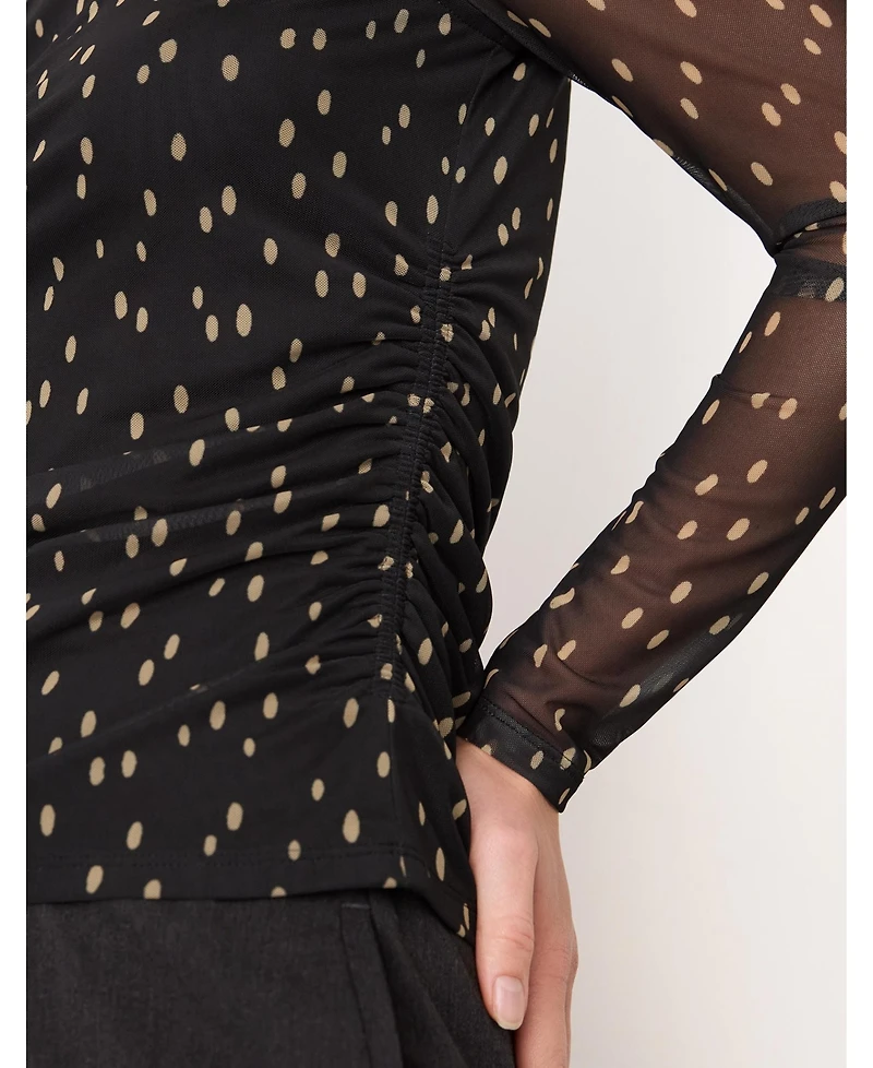 Whistles Women's Spot Print Mesh Jersey Top