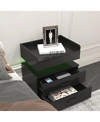 Streamdale Furniture Led Nightstand Drawers and Storage