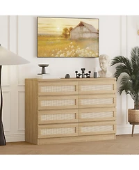 gaomon Rattan Dresser 8 Drawer Double for Bedroom
