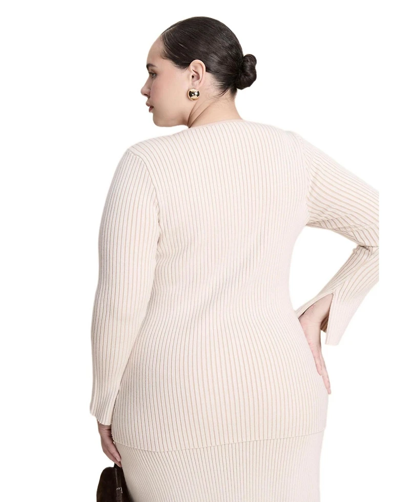 Eloquii Women's Longline Button Up Cardigan