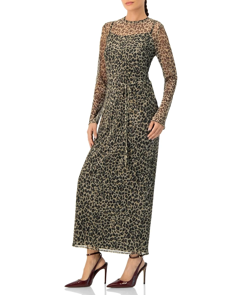 Ivonne Women's Long See-Though Animal Print Dress