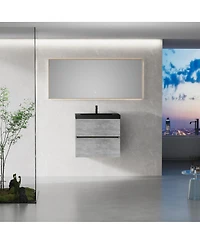 Sillysis Inch Wall Mounted Bathroom Vanity, Quartz Sand Sink, Soft Close Drawers