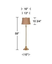 360 Lighting Dyna Traditional 58 inches Tall Standing Floor Lamp Skinny Pole Pull Chain Antique Brass Finish Burlap