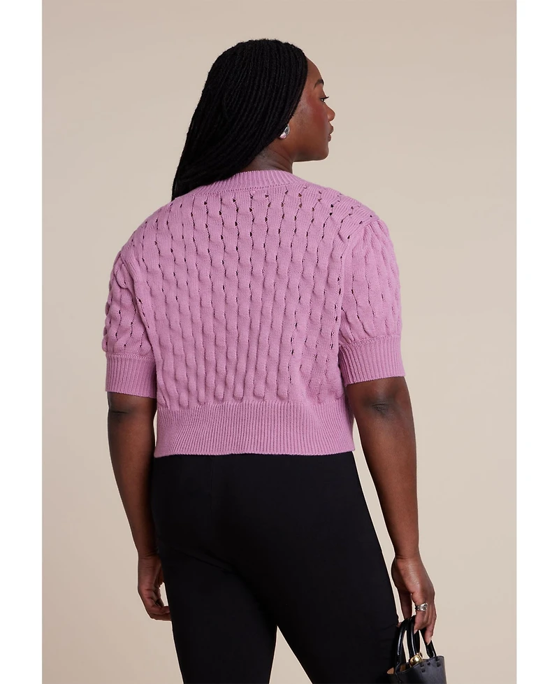 Eloquii Women's Bubble Stitch Sweater
