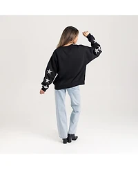 Gameday Couture Women's Black Liberty Flames Pure Victory Relaxed Rhinestone Pullover Sweatshirt
