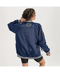 Gameday Couture Women's Navy UConn Huskies Oversized Inner Drive Varsity Rhinestone Full-Snap Bomber Jacket