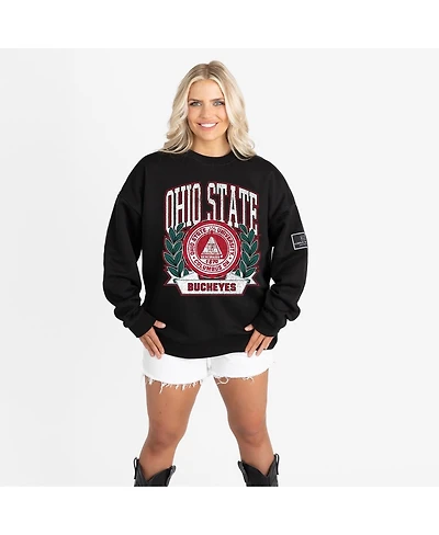 Gameday Couture Women's Black Ohio State Buckeyes Oversized Victory Lane Label Premium Sweatshirt