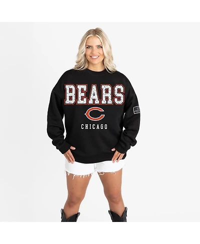 Gameday Couture Women's Black Chicago Bears Oversized Level Up Label Premium Fleece Sweatshirt