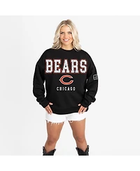 Gameday Couture Women's Black Chicago Bears Oversized Level Up Label Premium Fleece Sweatshirt