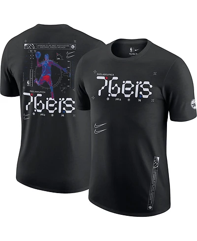 Nike Men's Black Philadelphia 76ers Courtside Air Traffic Control Max90 T-Shirt