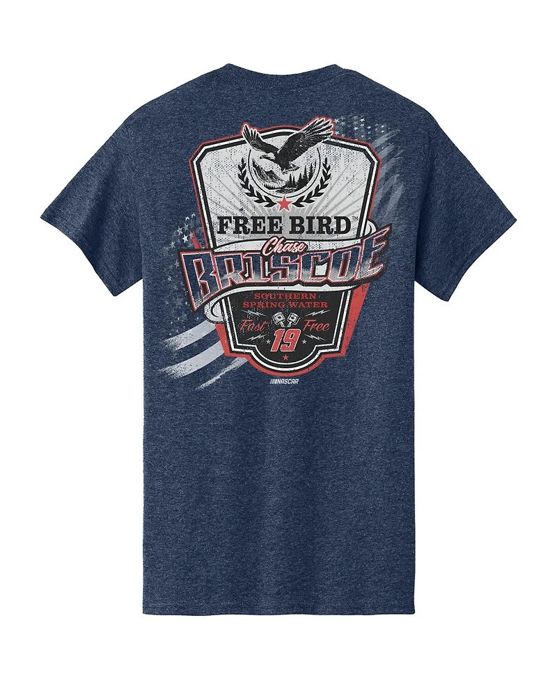 Joe Gibbs Racing Team Collection Men's Heather Navy Chase Briscoe 19 Free Bird Southern Spring Water Car T-Shirt