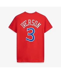 Mitchell & Ness Men's and Women's Allen Iverson Red Philadelphia 76ers Hardwood Classics Name Number T-Shirt