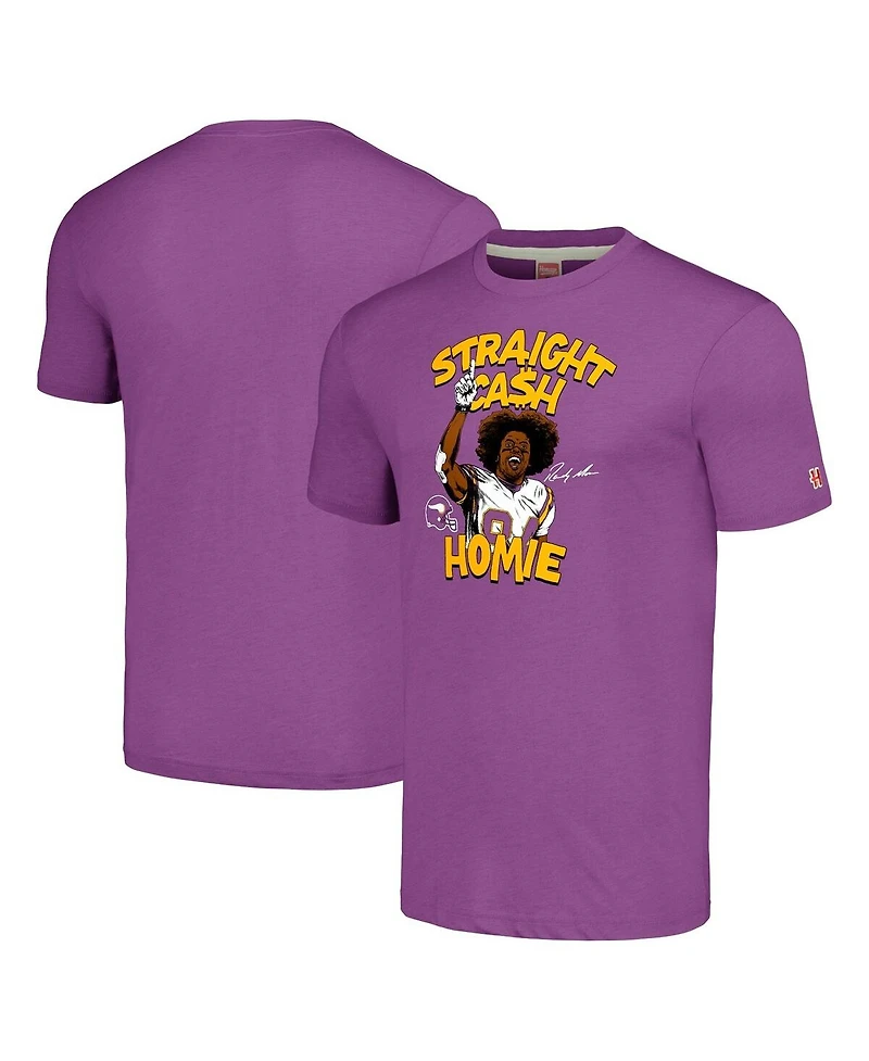 Homage Men's and Women's Randy Moss Heathered Purple Minnesota Vikings Caricature Retired Player Tri-Blend T-Shirt