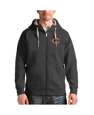 Antigua Men's Charcoal Chicago Bears Victory Full-Zip Hoodie