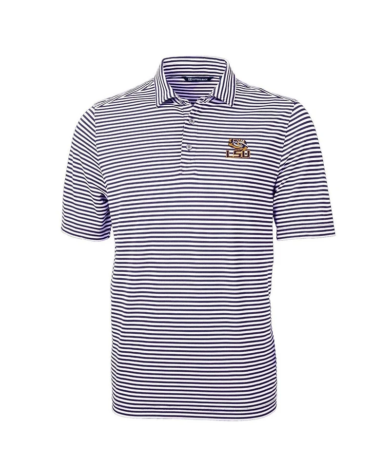 Cutter & Buck Men's Purple Lsu Tigers Virtue Eco Pique Stripe Polo Shirt