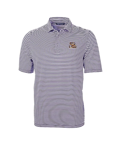 Cutter & Buck Men's Purple Lsu Tigers Virtue Eco Pique Stripe Polo Shirt