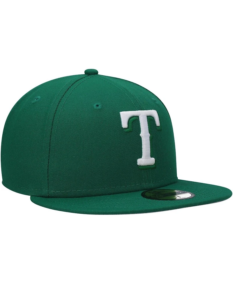 New Era Men's Kelly Green Texas Rangers White Logo 59FIFTY Fitted Hat