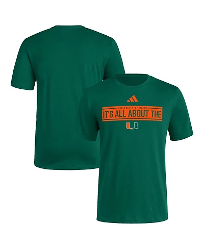 Adidas Men's Green Miami Hurricanes Locker Slogan Pre-Game T-Shirt