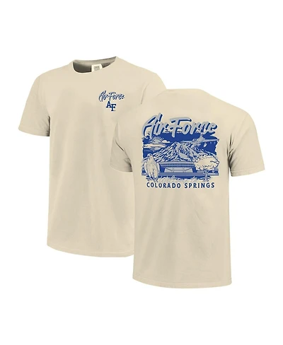 Image One Men's Natural Air Force Falcons Comfort Colors Hand-Drawn Campus Stack T-Shirt