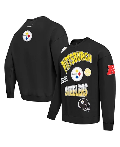 Pro Standard Men's Black Pittsburgh Steelers Turn It Up Drop Shoulder Pullover Sweatshirt