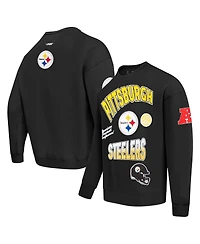 Pro Standard Men's Black Pittsburgh Steelers Turn It Up Drop Shoulder Pullover Sweatshirt