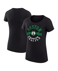 G-iii 4Her by Carl Banks Women's Black Boston Celtics Super-Slim Fit Lightweight Large City Logo T-Shirt